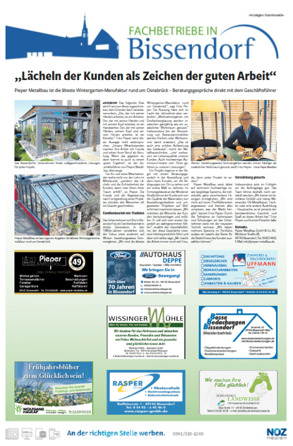 NOZ Sonderseite - Fachbetriebe in Bissendorf