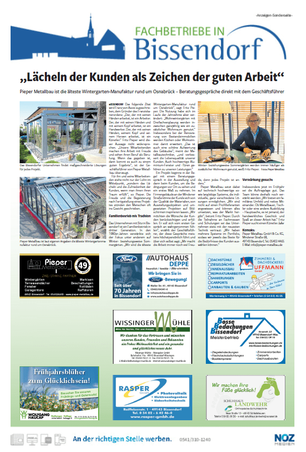 NOZ Sonderseite - Fachbetriebe in Bissendorf